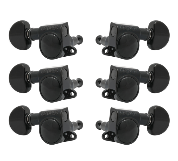 Grover Mid-Size Rotomatics 205-18 Series Black Chrome Set 3+3