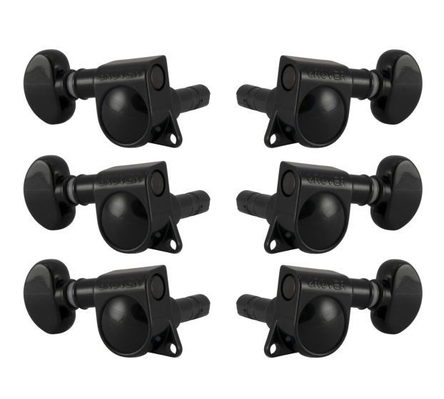 Grover Mini Locking Rotomatics 406 Series Black Chrome Set 3+3