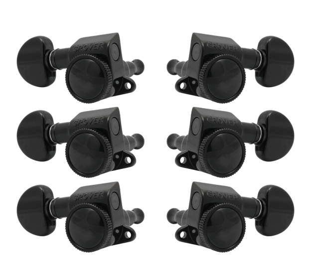 Grover Mid-Size Roto-Grip Locking Rotomatics 505 Series Black Chrome Set 3+3 