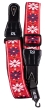 TGI Guitar Strap Woven Cotton Flowers Stitch - Red