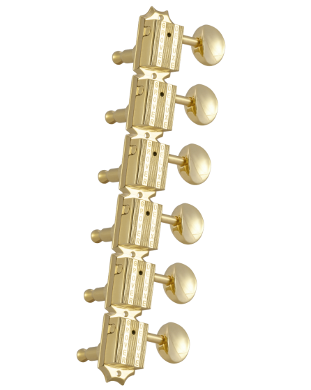 Grover Vintage Deluxe 136 Series Gold Set 6-in-Line - Metal Buttons