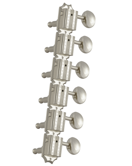Grover Vintage Deluxe 136 Series Nickel Set 6-in-Line - Metal Buttons