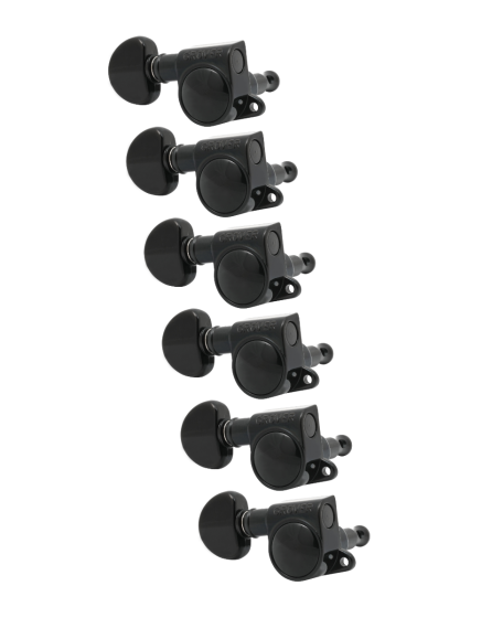 Grover Mid-Size Rotomatics 205-18 Series Black Chrome Set 6-in-Line - Left Handed