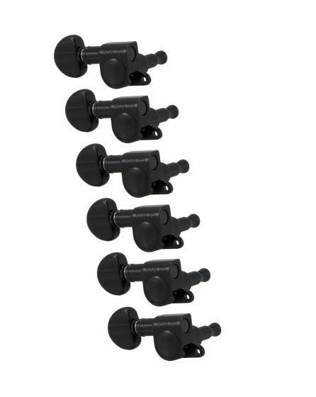 Grover Mini Rotomatics 205 Series Black Chrome Set 6-in-Line - Left Handed