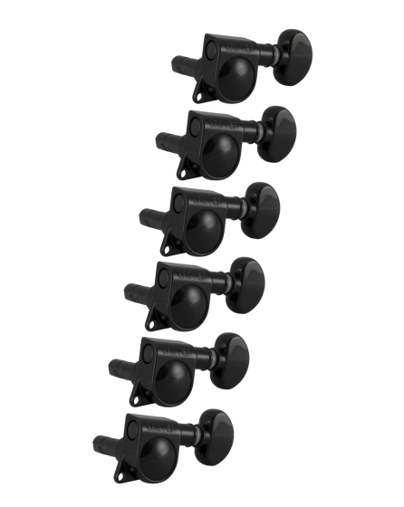 Grover Mini Locking Rotomatics 406 Series Black Chrome Set 6-in-Line