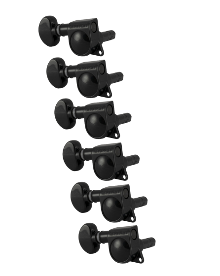 Grover Mini Locking Rotomatics 406 Series Black Chrome Set 6-in-Line - Left Handed