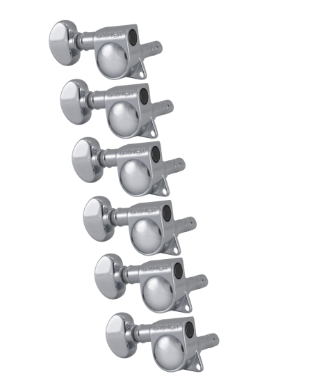Grover Mid-Size Locking Rotomatics 406 Series Chrome Set 6-in-Line - Left Handed