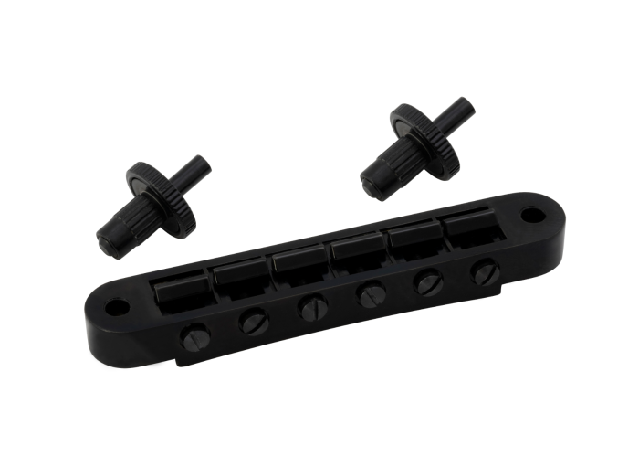 Grover Tune-O-Matic Guitar Bridge Black Chrome - Unnotched