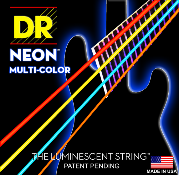 DR Strings Hi-Def Neon Multi-Colour Bass Medium 5 String (40-120)