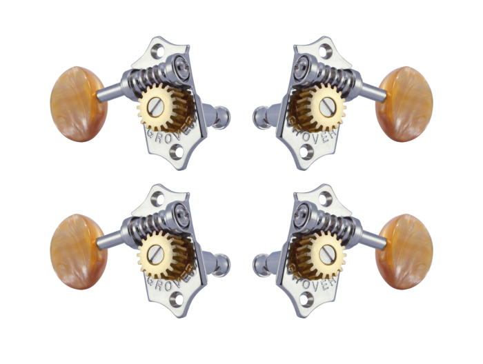 Grover Sta-Tite 18.1 Gear Ratio U98-18 Series Ukulele Pegs Chrome Set 2+2 - Acrylic Buttons