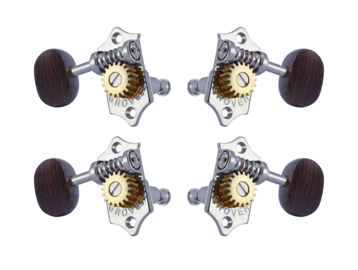 Grover Sta-Tite 18.1 Gear Ratio U98-18 Series Ukulele Pegs Chrome Set 2+2 - Rosewood Buttons