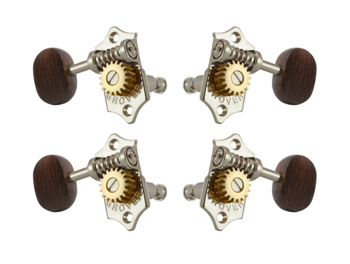 Grover Sta-Tite 18.1 Gear Ratio U98-18 Series Ukulele Pegs Nickel Set 2+2 - Rosewood Buttons