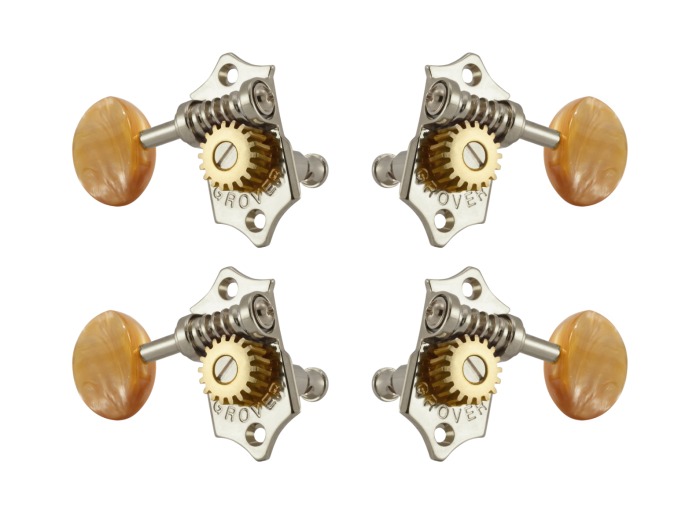 Grover Sta-Tite 18.1 Gear Ratio U99-18 Series Ukulele Pegs Nickel Set 2+2 - Acrylic Buttons