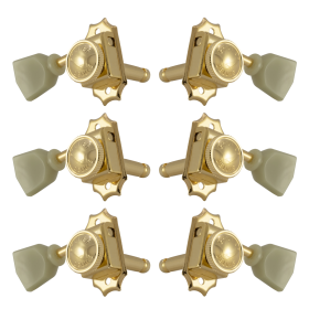 Grover Roto-Grip Locking Vintage 533 Series Gold Set 3+3 - Plastic Keystone Button