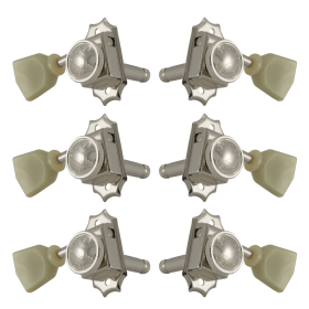 Grover Roto-Grip Locking Vintage 533 Series Nickel Set 3+3 - Plastic Keystone Button