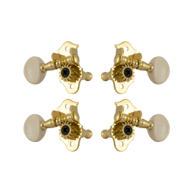 Grover Sta-Tite Ukulele 9 Series Gold Pegs Set of 4 - White Buttons