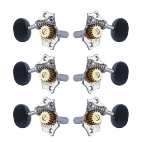 Grover Sta-Tite 18:1 Horizontal 97 Series Chrome Set 3+3 - Ebony Buttons