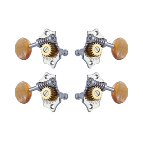Grover Sta-Tite 18.1 Gear Ratio U98-18 Series Ukulele Pegs Chrome Set 2+2 - Acrylic Buttons