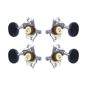 Grover Sta-Tite 18.1 Gear Ratio U98-18 Series Ukulele Pegs Chrome Set 2+2 - Ebony Buttons