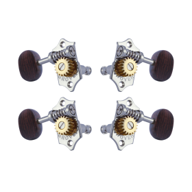 Grover Sta-Tite 18.1 Gear Ratio U98-18 Series Ukulele Pegs Chrome Set 2+2 - Rosewood Buttons