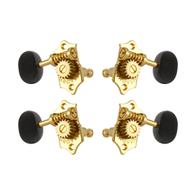 Grover Sta-Tite 18.1 Gear Ratio U98-18 Series Ukulele Pegs Gold Set 2+2 - Ebony Buttons