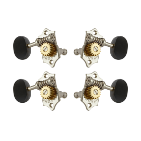 Grover Sta-Tite 18.1 Gear Ratio U98-18 Series Ukulele Pegs Nickel Set 2+2 - Ebony Buttons