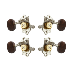 Grover Sta-Tite 18.1 Gear Ratio U98-18 Series Ukulele Pegs Nickel Set 2+2 - Rosewood Buttons