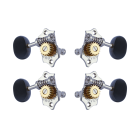 Grover Sta-Tite 18.1 Gear Ratio U99-18 Series Ukulele Pegs Chrome Set 2+2 - Ebony Buttons