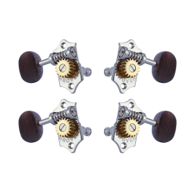Grover Sta-Tite 18.1 Gear Ratio U99-18 Series Ukulele Pegs Chrome Set 2+2 - Rosewood Buttons