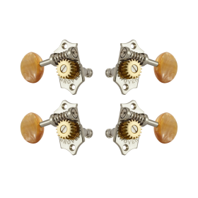 Grover Sta-Tite 18.1 Gear Ratio U99-18 Series Ukulele Pegs Nickel Set 2+2 - Acrylic Buttons