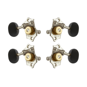 Grover Sta-Tite 18.1 Gear Ratio U99-18 Series Ukulele Pegs Nickel Set 2+2 - Ebony Buttons