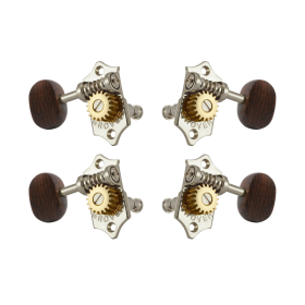 Grover Sta-Tite 18.1 Gear Ratio U99-18 Series Ukulele Pegs Nickel Set 2+2 - Rosewood Buttons