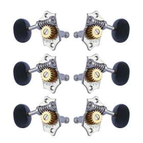 Grover Sta-Tite 18:1 Vertical 97 Series Chrome Set 3 + 3 - Ebony Buttons