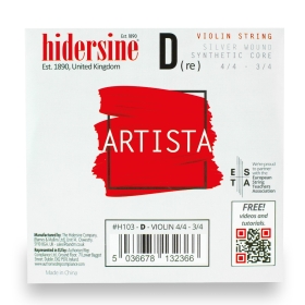 Hidersine Artista Violin D String – Silver Wound, Synthetic Core – 4/4–3/4 Size