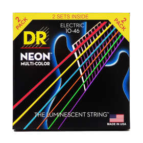 DR Strings Neon Multi-Colour Electric Medium - 2 Pack