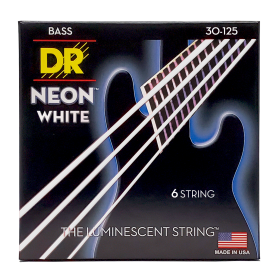 DR Strings Hi-Def Neon White Bass Medium - 6 String
