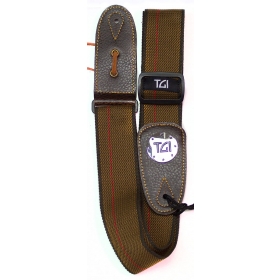 TGI Guitar Strap Woven Brown and Red Stripe