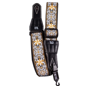 TGI Guitar Strap Woven Cotton Persian Stitch - Gold