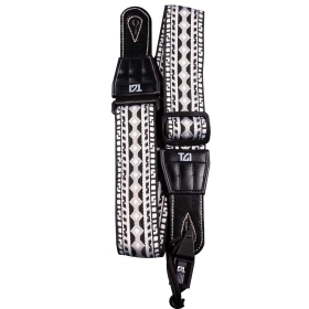 TGI Guitar Strap Woven Cotton Aztec Stitch - Black & White