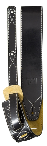 TGI Guitar Strap Black Leather with Suede Back