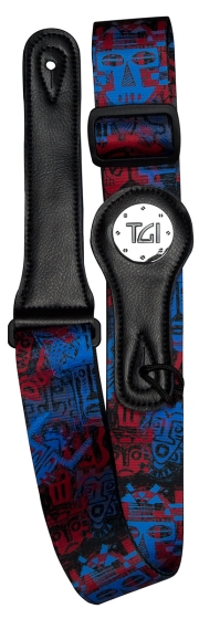 TGI Guitar Strap Tribal Mask Blue