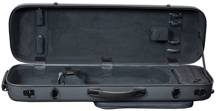 Hidersine Violin Case - Polycarbonate Oblong Carbon Fibre Effect