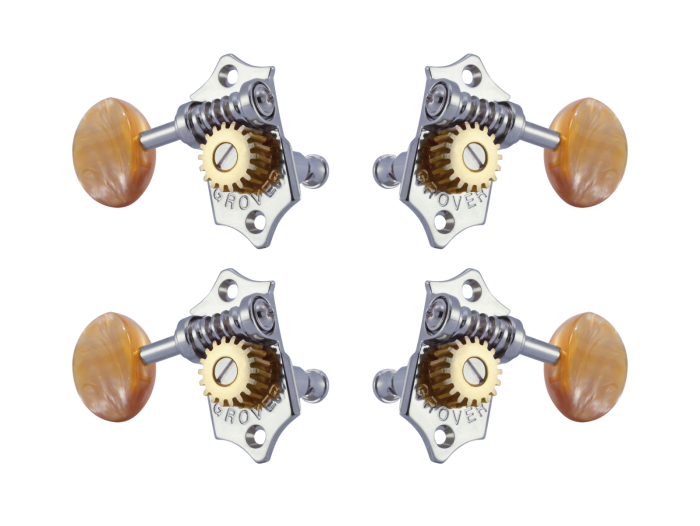 Grover Sta-Tite 18.1 Gear Ratio U99-18 Series Ukulele Pegs Chrome Set 2+2 - Acrylic Buttons