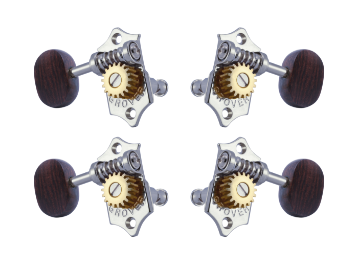 Grover Sta-Tite 18.1 Gear Ratio U99-18 Series Ukulele Pegs Chrome Set 2+2 - Rosewood Buttons