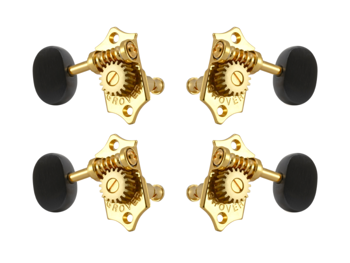Grover Sta-Tite 18.1 Gear Ratio U99-18 Series Ukulele Pegs Gold Set 2+2 - Ebony Buttons