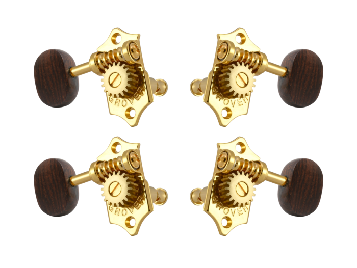 Grover Sta-Tite 18.1 Gear Ratio U99-18 Series Ukulele Pegs Gold Set 2+2  - Rosewood Buttons