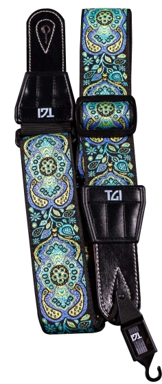 TGI Guitar Strap Woven Cotton Persian Stitch - Purple & Yellow
