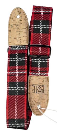 TGI Guitar Strap Woven Cotton Vegan - Red Tartan