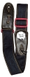 TGI Guitar Strap Woven Blue Denim Red Buckle