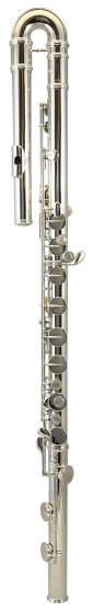 Trevor James Performer Bass Flute Outfit. Silver Lip Riser.